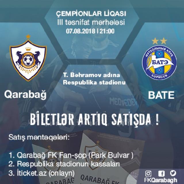 “Qarabağ” - BATE matçının biletləri satışa çıxarılıb