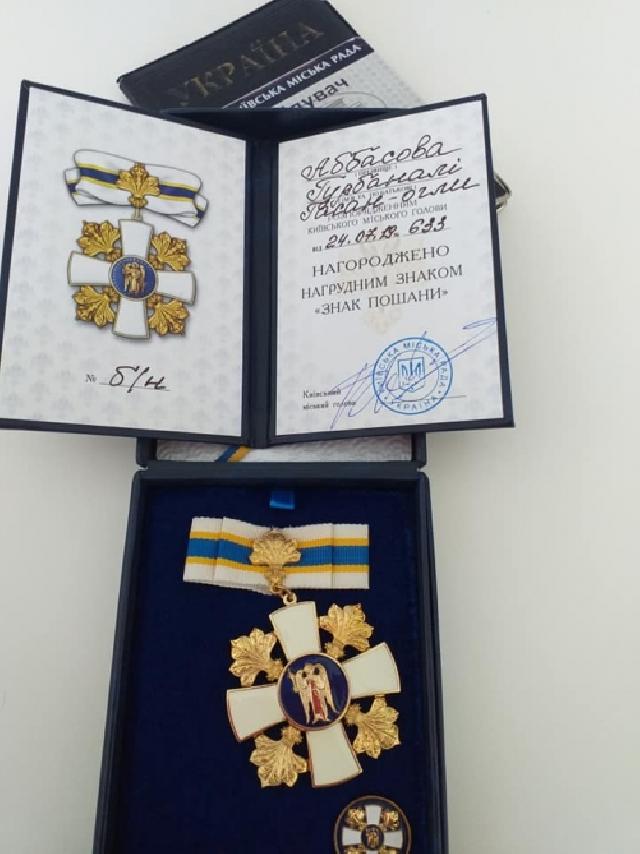 Həmyerlimiz Ukraynanın  dövlət ordeni ilə təltif edilib