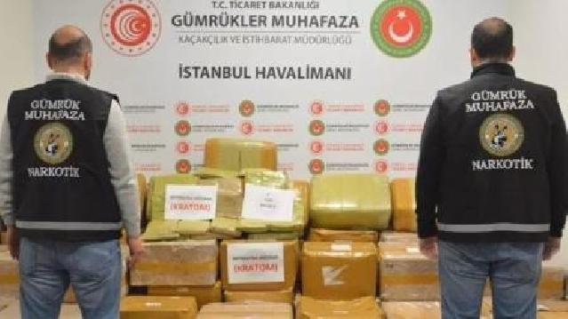 İstanbul aeroportunda Türkiyə tarixində rekord miqdarda narkotik maddə ələ keçirilib