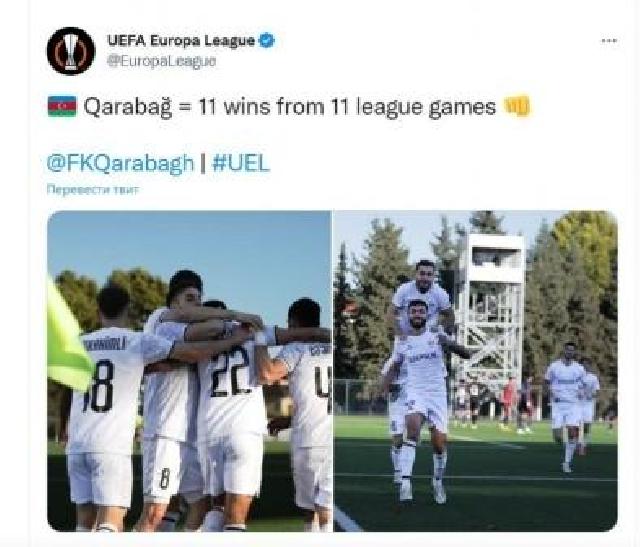 UEFA növbəti dəfə “Qarabağ”la bağlı paylaşım edib