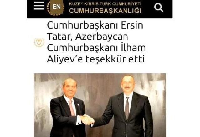 Şimali Kiprin prezidenti Azərbaycan prezidentinə təşəkkür edib