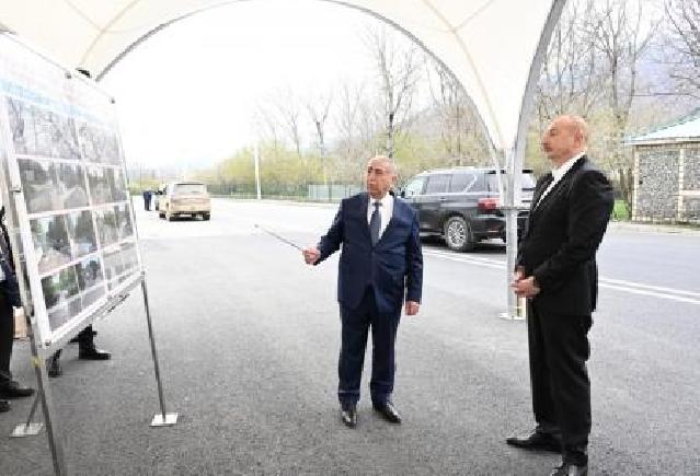 İlham Əliyev Ağdaşda avtomobil yolunun açılışında iştirak edib