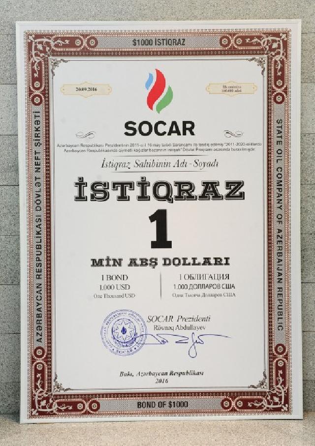 SOCAR istiqrazları sahibləri daha 1,25 milyon qazanacaqlar