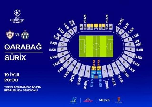 “Qarabağ” – “Sürix” oyununa 25 min bilet satılıb