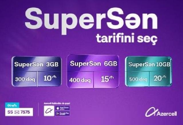 Yeni “SuperSən” tarifində daha çox internet, ölkədaxili zəng və daha çox seçim imkanı!